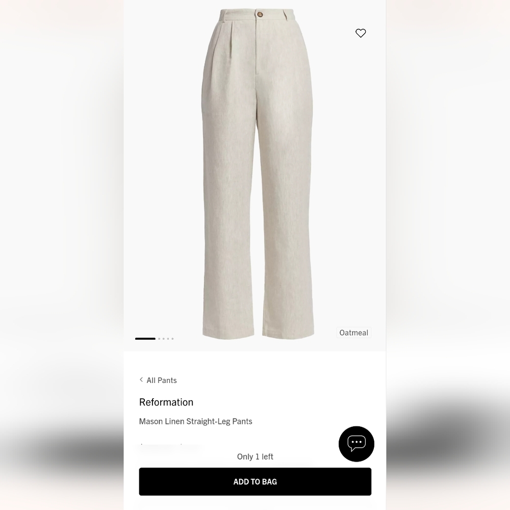 Reformation linen Mason pants size 6